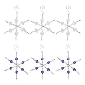 6Pcs 2 Styles Snowflake Glass Pendant Decoration
