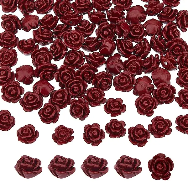 80Pcs Synthetic Cinnabar Beads