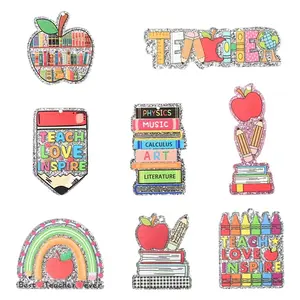 16Pcs 8 Styles Teachers' Day Printed Opaque Acrylic Pendants