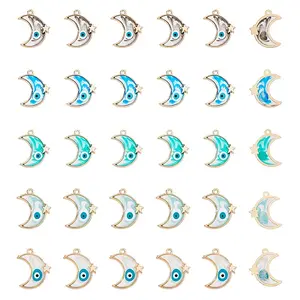 30Pcs 5 Colors Alloy Enamel Pendants