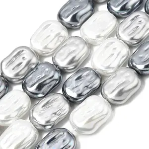 Electroplated Glass Shell Pearl Beads Strands