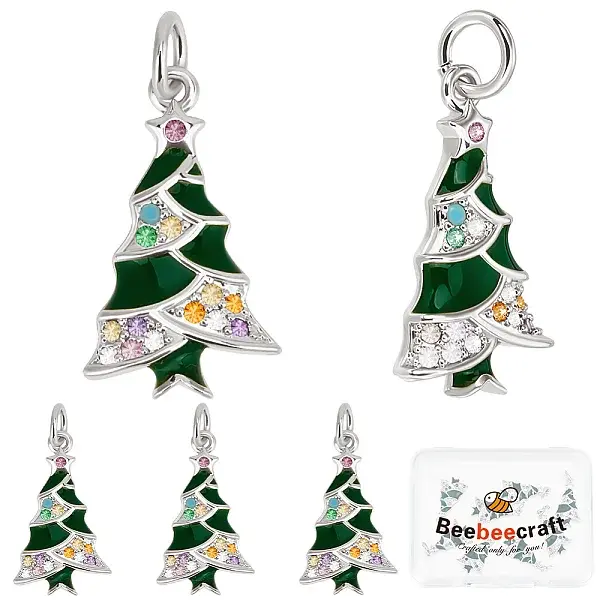 Christmas Theme 10Pcs Brass Cubic Zirconia Pendants