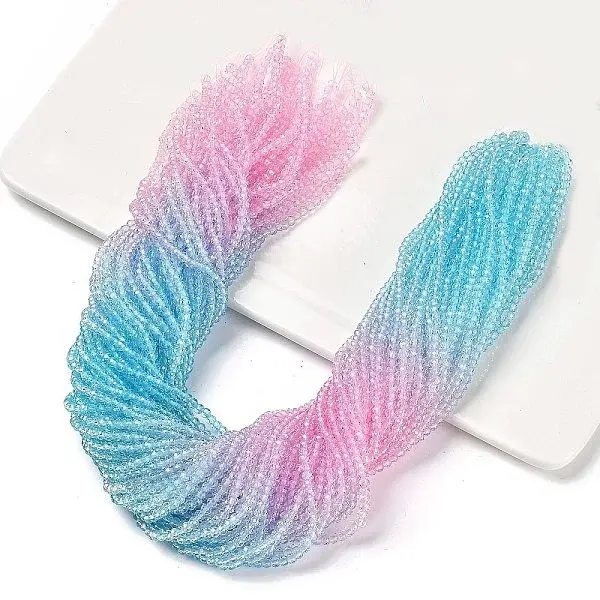 Transparent Painted Glass Beads Strands