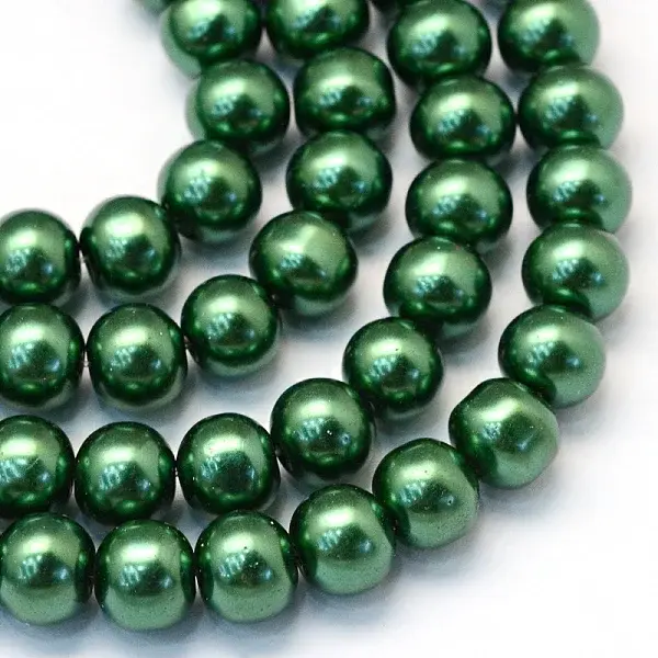 Baking Paint Pearlized Glass Pearl Round Bead Strands