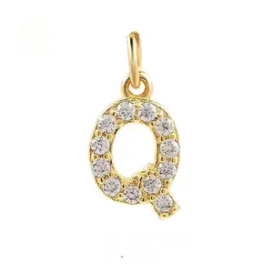Brass Cubic Zirconia Pendants with Jump Rings