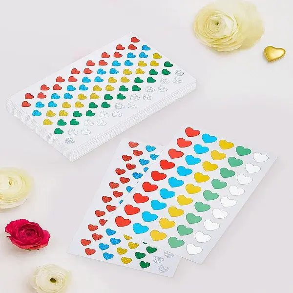 16 Sheets 2 Styles Heart Paper Self-Adhesive Stickers