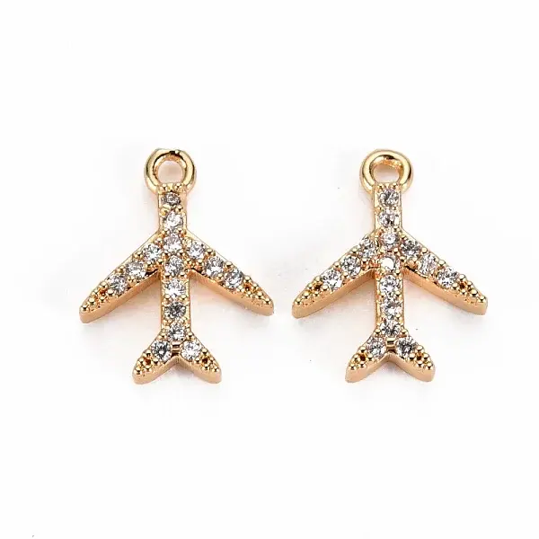 Brass Micro Pave Clear Cubic Zirconia Charms