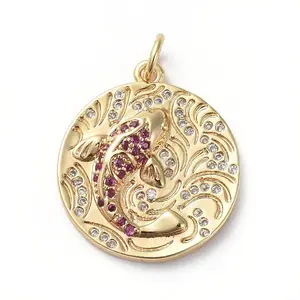 Brass Micro Pave Cubic Zirconia Pendants