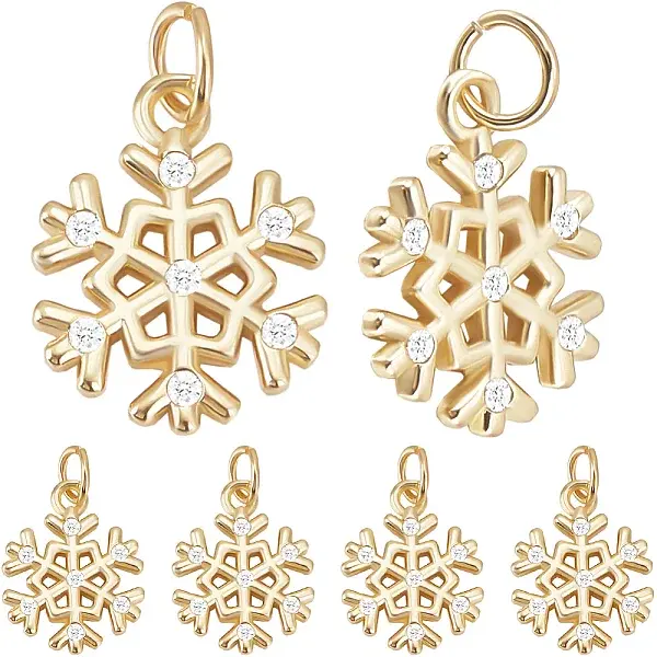 10Pcs Christmas Rack Plating Brass Pendants