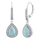 Silvego Stříbrné náušnice BRISA s pravým Larimarem a Brilliance Zirconia JJJ1141ELR