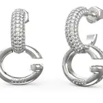 Guess Fashion kruhové náušnice s krystaly Oh My G JUBE04521JWRHT/U