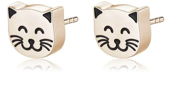 S'Agapõ Krásné bronzové náušnice kočičky CLICK SCK155