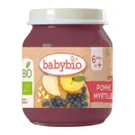 BABYBIO Bio jablko a borůvky 6m+ 130 g