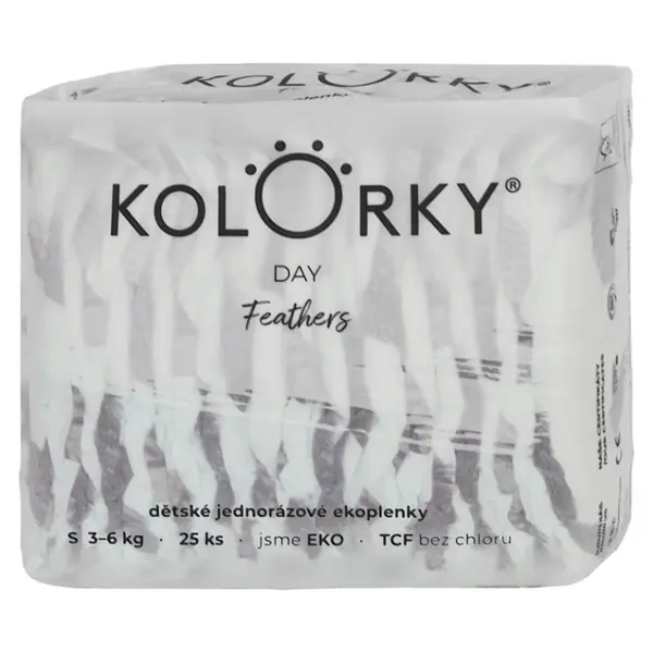 KOLORKY DAY Jednorázové EKO plenky peří S (3-6 kg) 25 kusů
