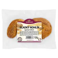 AMARANTH Bezlepkový rohlík sladký sypaný mákem 2 kusy