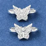 Brass Micro Pave Clear Cubic Zirconia 2-Loop Butterfly Spacer Bars