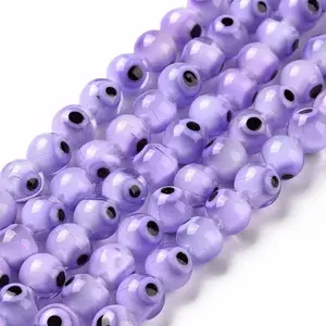 Handmade Evil Eye Lampwork Round Bead Strands