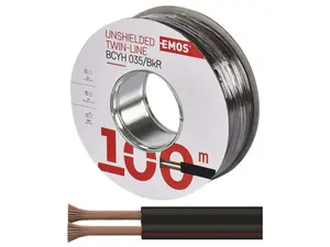 Dvojlinka nestíněná 2x0,35mm2 černo/rudá EMOS S8230 100m