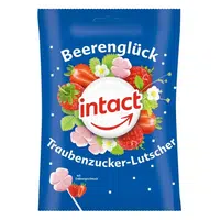 INTACT Hroznový cukr jahodová lízátka 10 ks