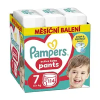 PAMPERS Active baby kalhotkové plenky Monthly box S7 114 kusů
