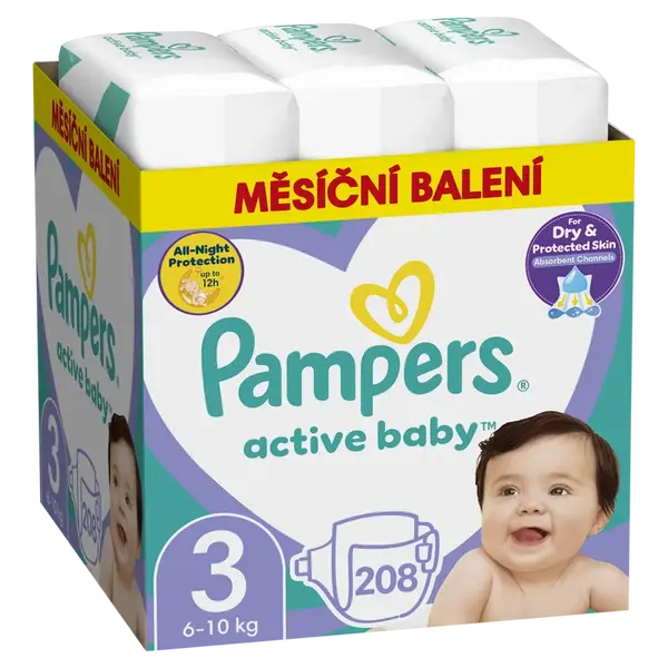 PAMPERS Active Baby 3 velikost 6 - 10 kg 208 kusů