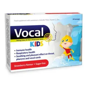 VOCAL Kids měkké pastilky s příchutí jahody 24 kusů