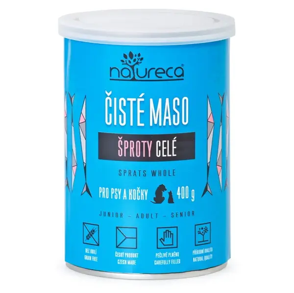 NATURECA Konzerva šproty celé pro kočky a psy 400 g, Klíčová vlastnost: 100% masové