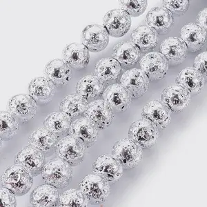 Electroplated Natural Lava Rock Bead Strands