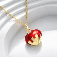 Brass FireBrick Enamel Pendant Necklaces for Women