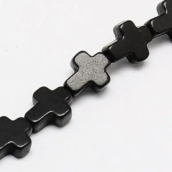 1 Strand Dyed Black Synthetic Turquoise Cross Beads Strands
