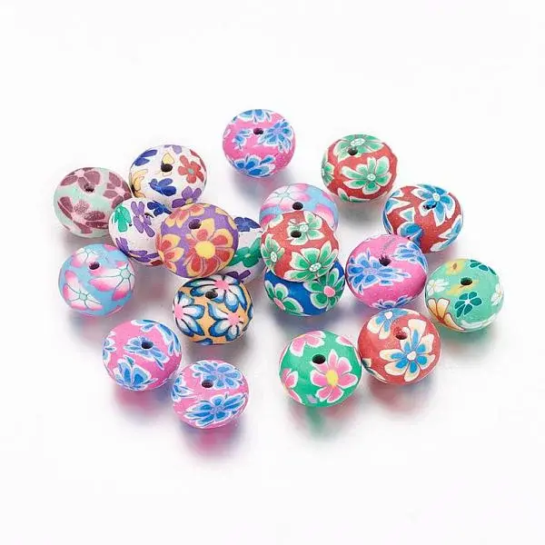 Handmade Polymer Clay Flat Round Beads