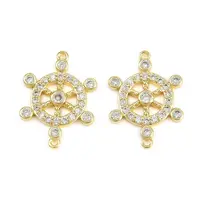 Brass Pave Clear Cubic Zirconia Helm Connector Charms