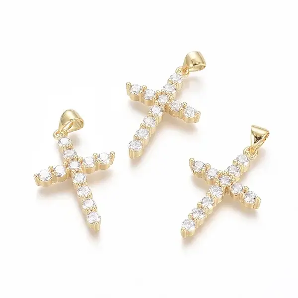 Brass Micro Pave Clear Cubic Zirconia Pendants