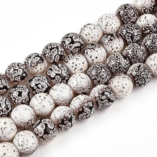 Transparent Baking Painted Glass Beads Strands