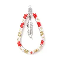 Bohemia Style Glass Seed Beaded Teardrop with Feather Pendants