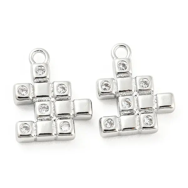 Brass Micro Pave Cubic Zirconia Charms