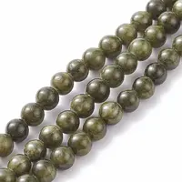 Natural Green Jade Dyed Round Beads Strands