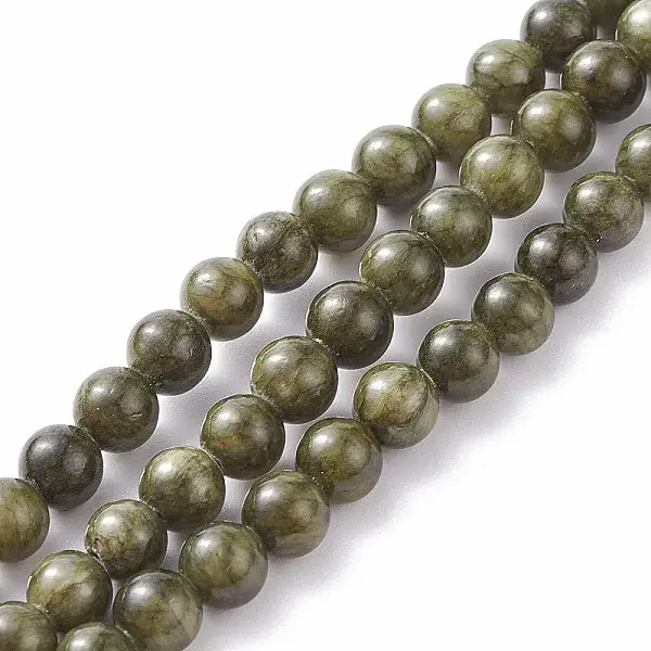 Natural Green Jade Dyed Round Beads Strands