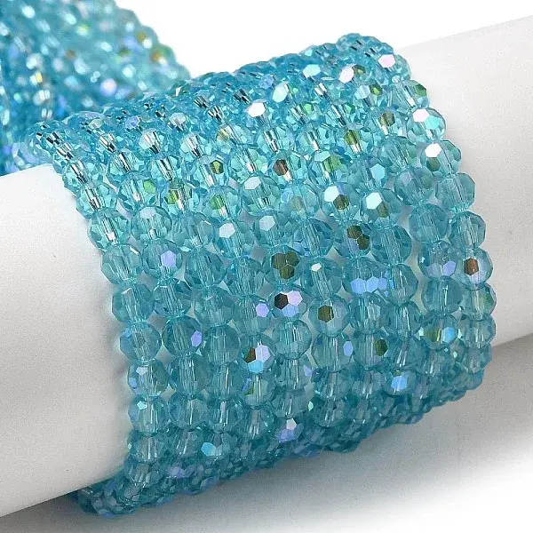 Electroplate Transparent Glass Beads Strands