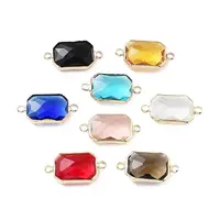 Rack Plating Brass Pave Glass  Connectors Charms