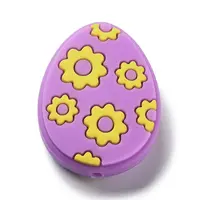 Easter Egg with Flower Silicone Beads