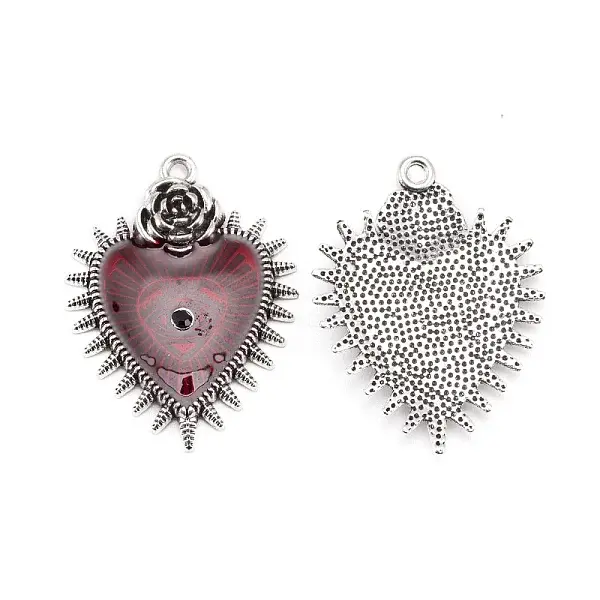 Baroque Style Alloy Red Enamel Pendants