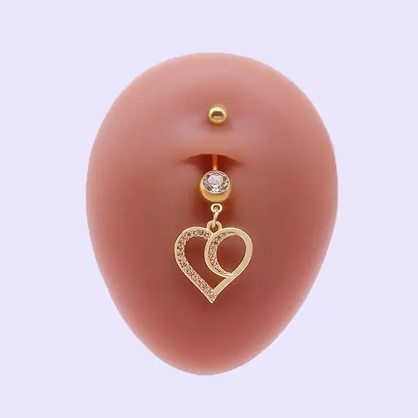 316L Surgical Stainless Steel Micro Pave Clear Cubic Zirconia Belly Rings