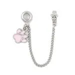 Rack Plating Paw Print Alloy Pink Enamel European Safety Chains