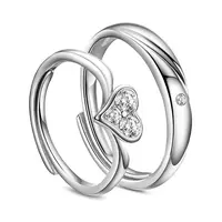 Awesome Rhodium Plated 925 Sterling Silver Couple Rings