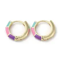 Brass Enamel Bamboo Hoop Earrings