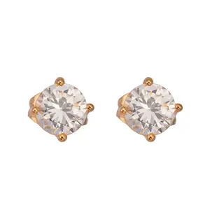 Real 18K Gold Plated Adorable Design Brass Cubic Zirconia Stud Earrings