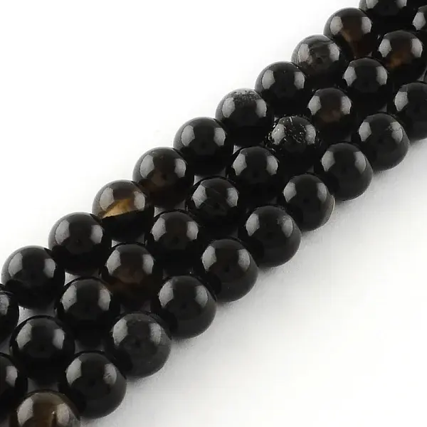 Natural Black Onyx Round Bead Strands