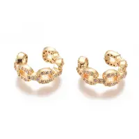 Golden Plated Brass Micro Pave Cubic Zirconia Cuff Earrings
