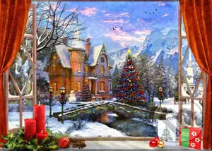 Vianočný výhľad na hory - Dominic Davison - puzzle z kategorie Města a stavby